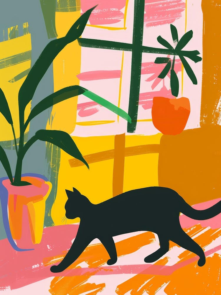 Cat Walking In Front Of Window