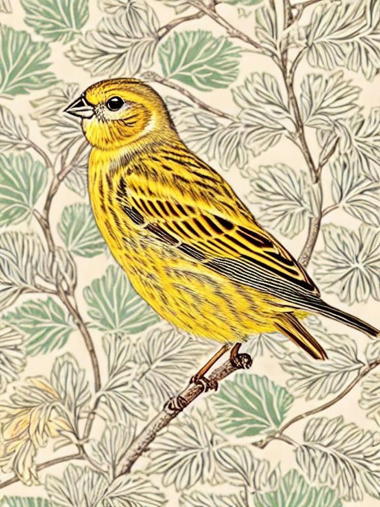 Yellowhammer 2 William Morris Style Bird