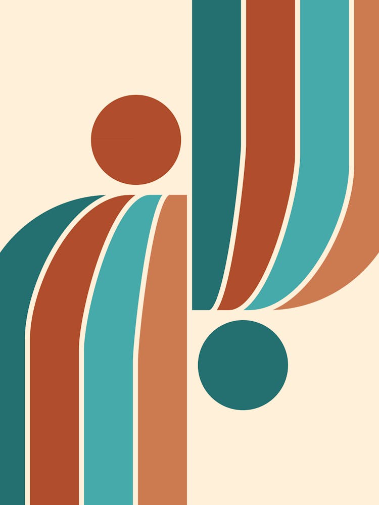 Arch Midcentury Modern Abstract Pattern Vix In Terracotta Teal 01