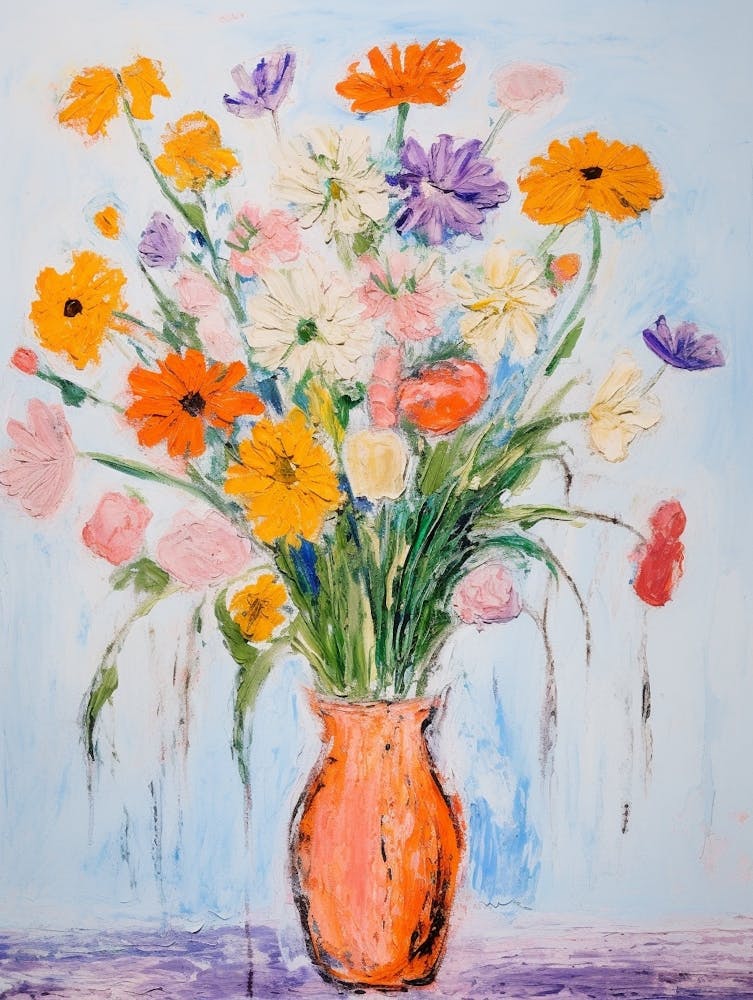 Flower Painting Fauvist Style Marigold 1