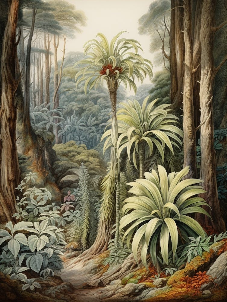 Vintage Jungle Botanical Illustration Cordyline 1