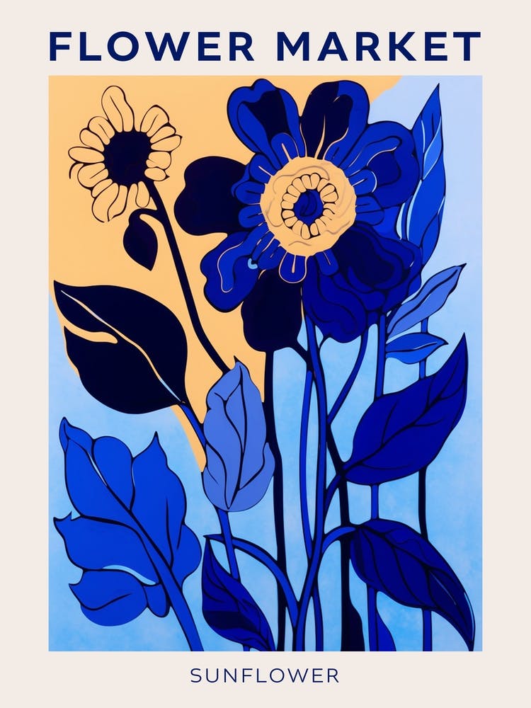 Blue Flower Market Poster Sunflower Market Poster 2