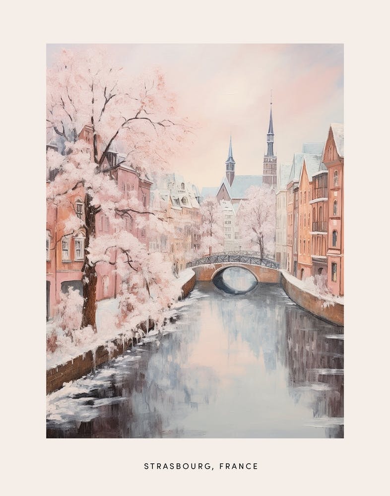 Dreamy Winter Painting Poster Strasbourg France 4