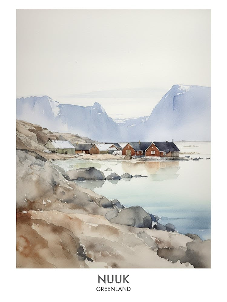 Nuuk 1 Watercolour Travel Poster