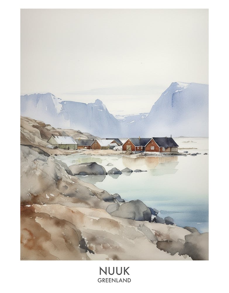 Nuuk 1 Watercolour Travel Poster