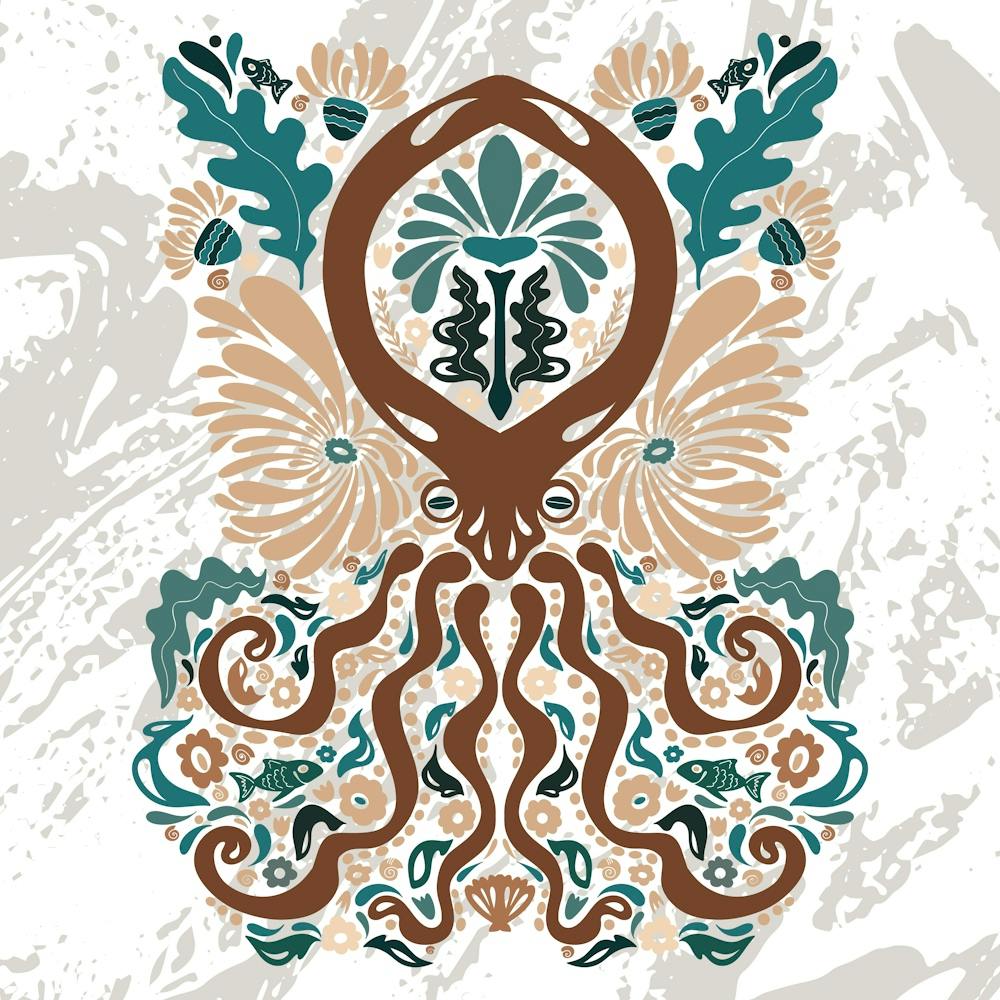 octopus folk art Norwegian style