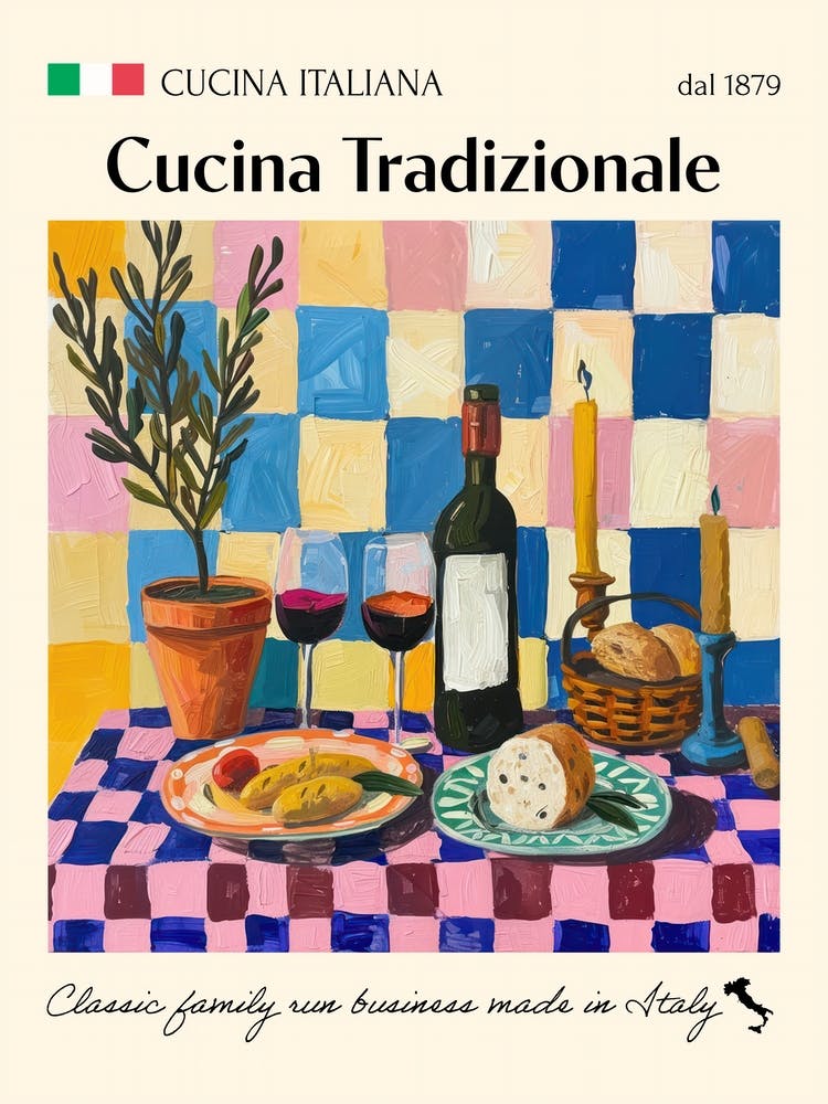 Cucina Tradizionale Trattoria Italian Poster Food Kitchen