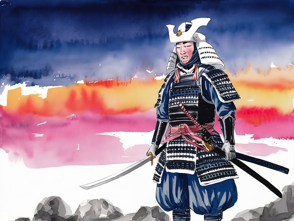Watercolor Ninja Samurai Warrior