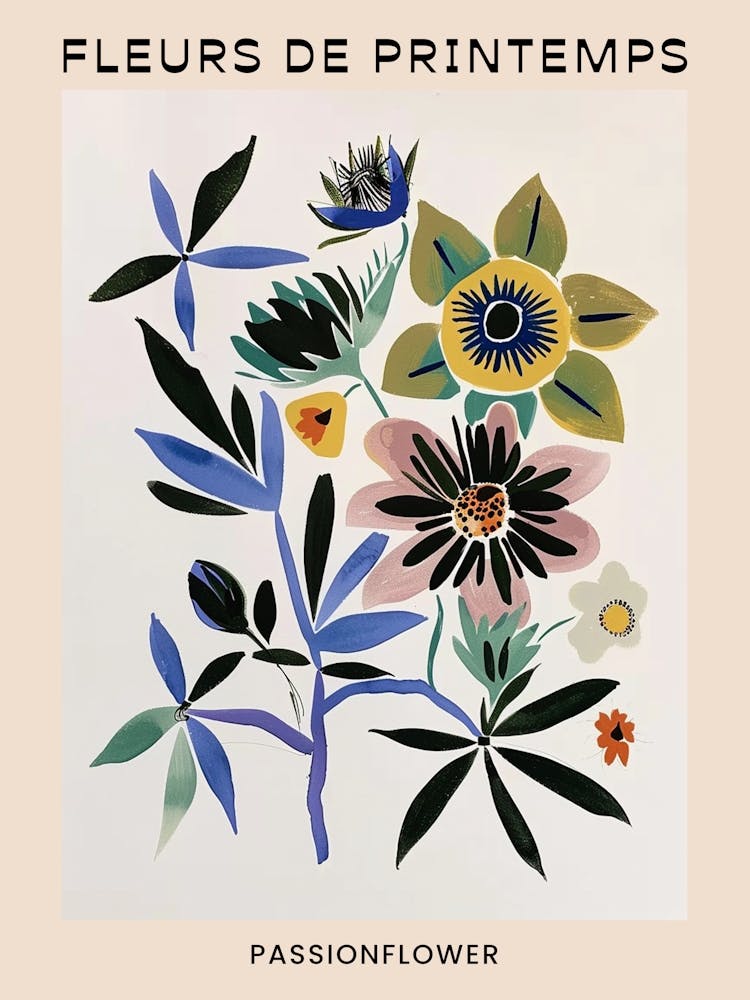 Frühlings-Blumen Französisches Poster Passionsblume 4