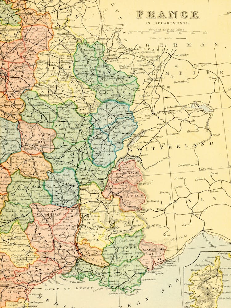 Map Of France — retro map, vintage map print