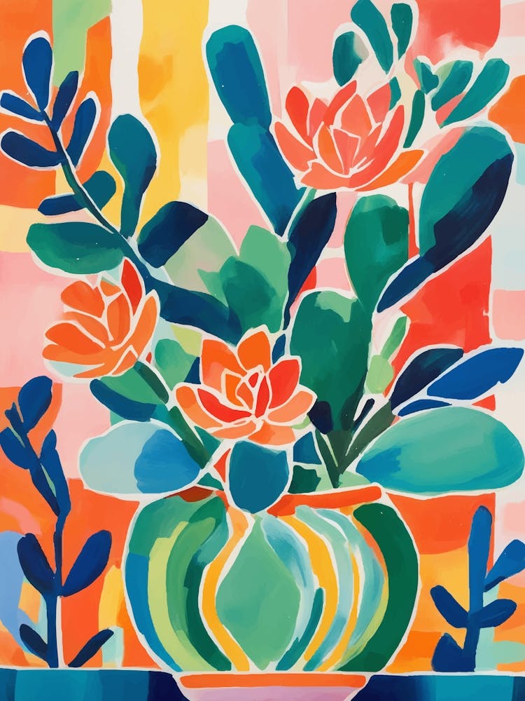Colorful succulent Cactus and flowers