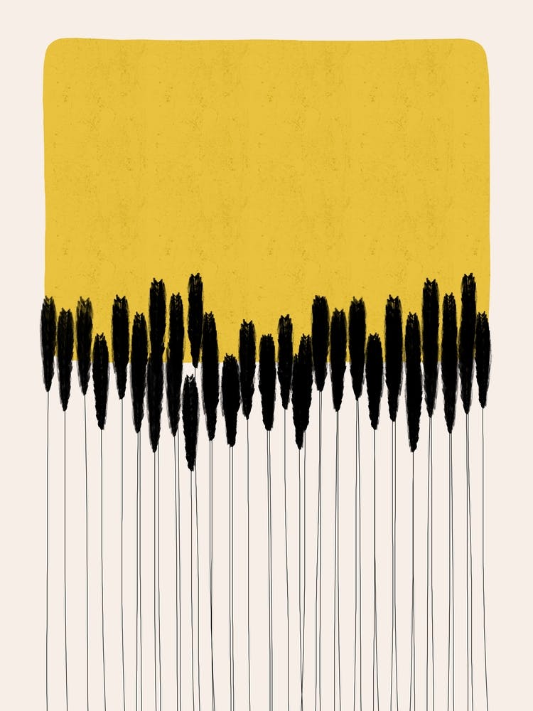 Minimalistic Rye Field in Black and Gold