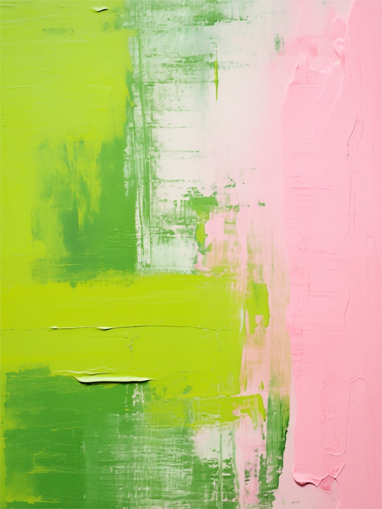 Peinture Abstraite Verte Et Rose