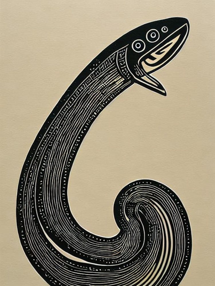 Eel Linocut