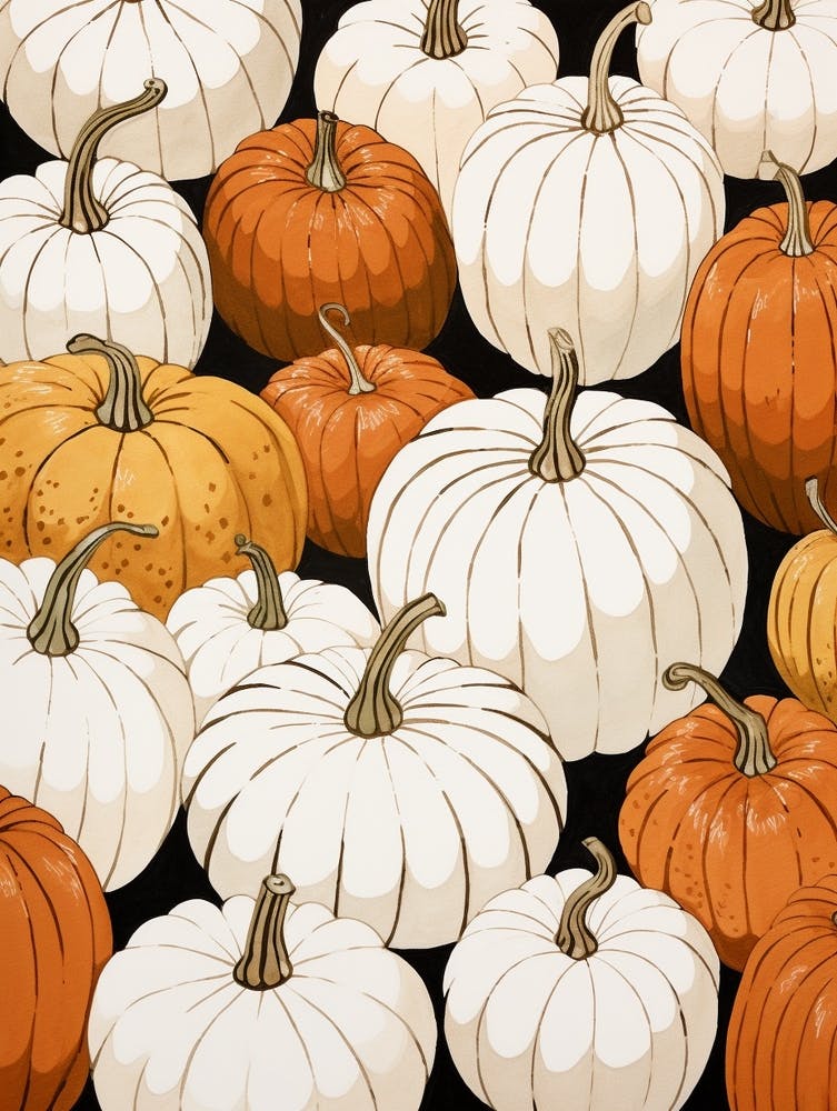 Neutral Pumpkin Patch Illustration 2