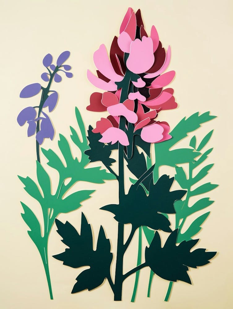 Cut Out Style Flower Art Aconitum 1