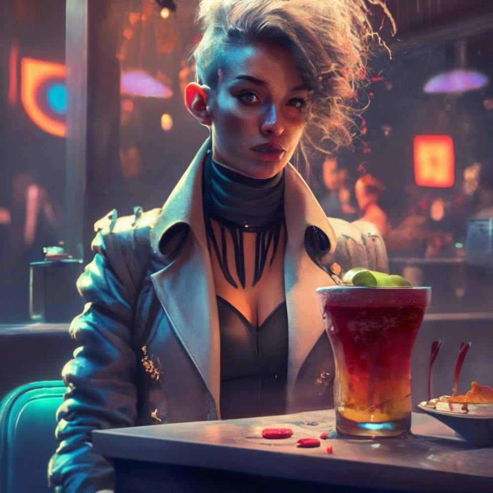 Cyberpunk bar scene