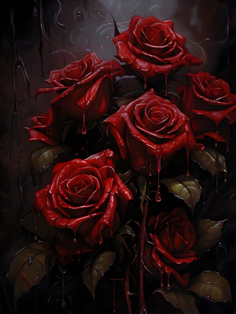 Dark Red Roses Drawing