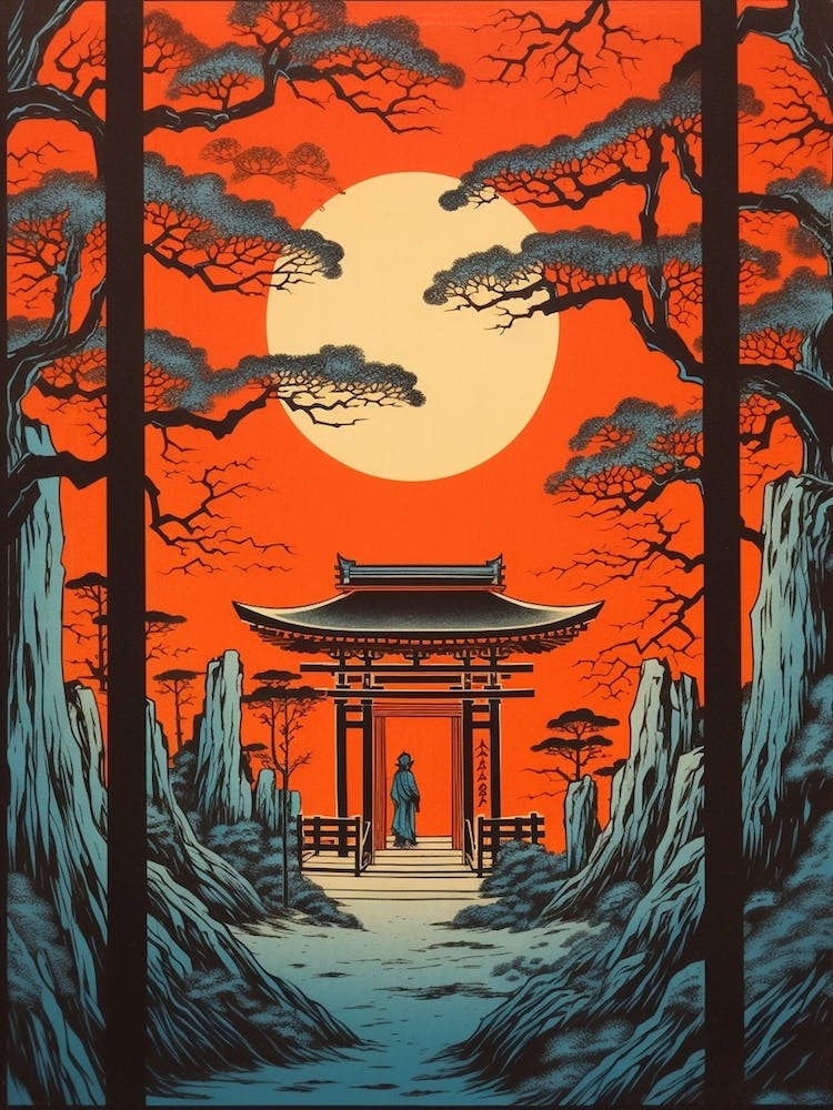 Fushimi Inari Taisha, Japan Vintage Travel Art 1