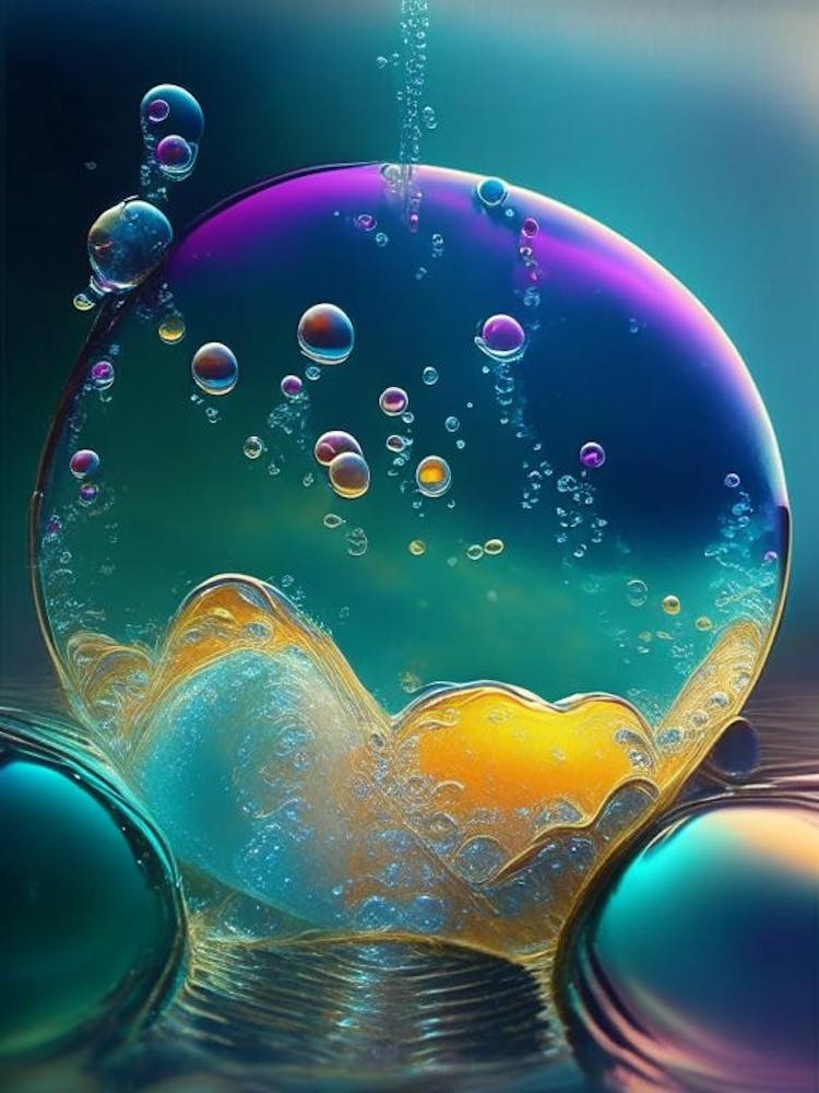 Blasen im Wasser Wasser Wasserlandschaft Buntstift 1