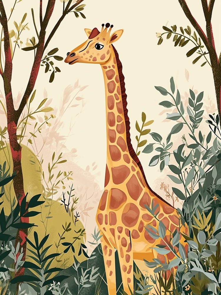 Storybook Style Illustration Of A Giraffe 8