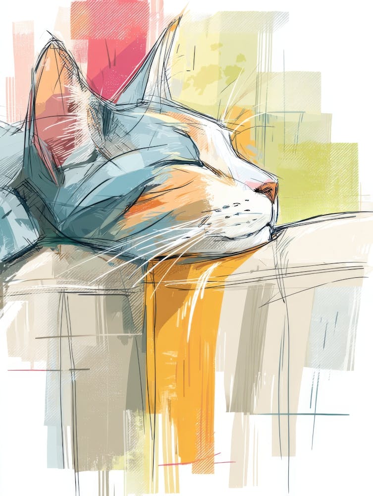 Watercolor Cat On The Couch 27