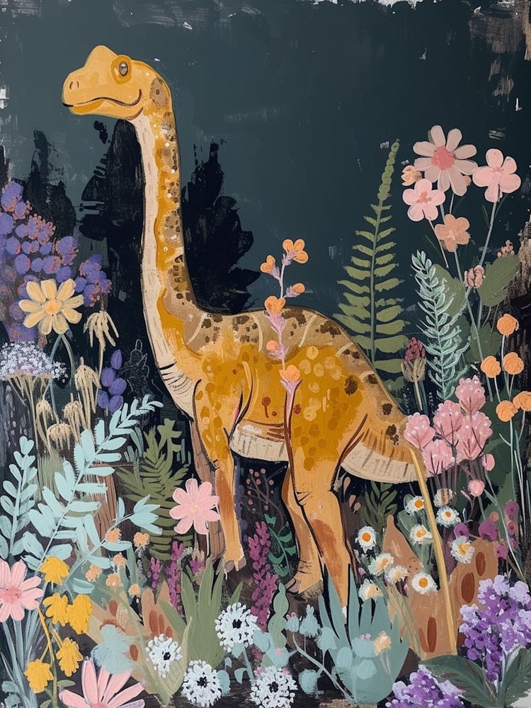 Dinosaur In The Floral Garden 4