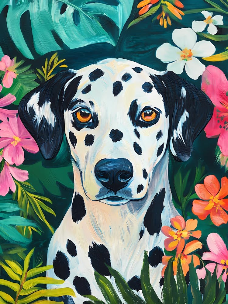 Dalmatian Dog Floral Garden