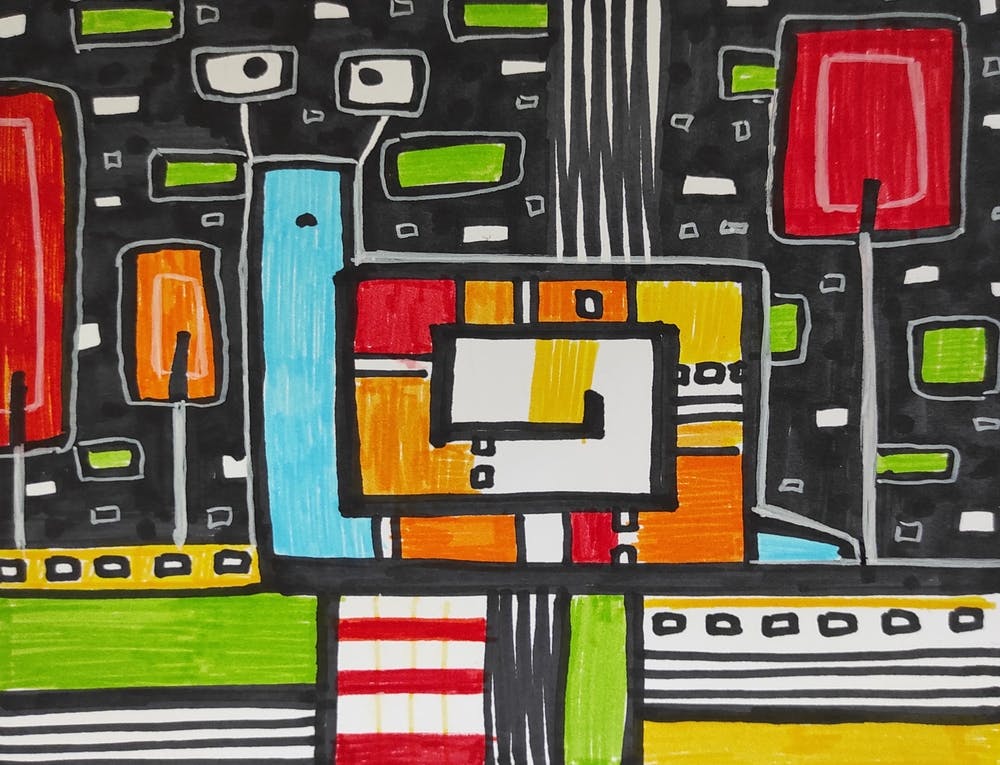Abstract Painting with snail