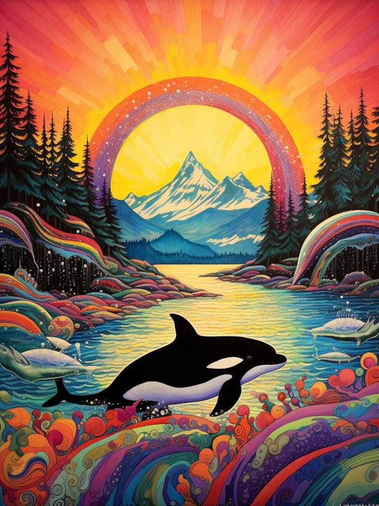 Surreal Orca Whale And Forest 2