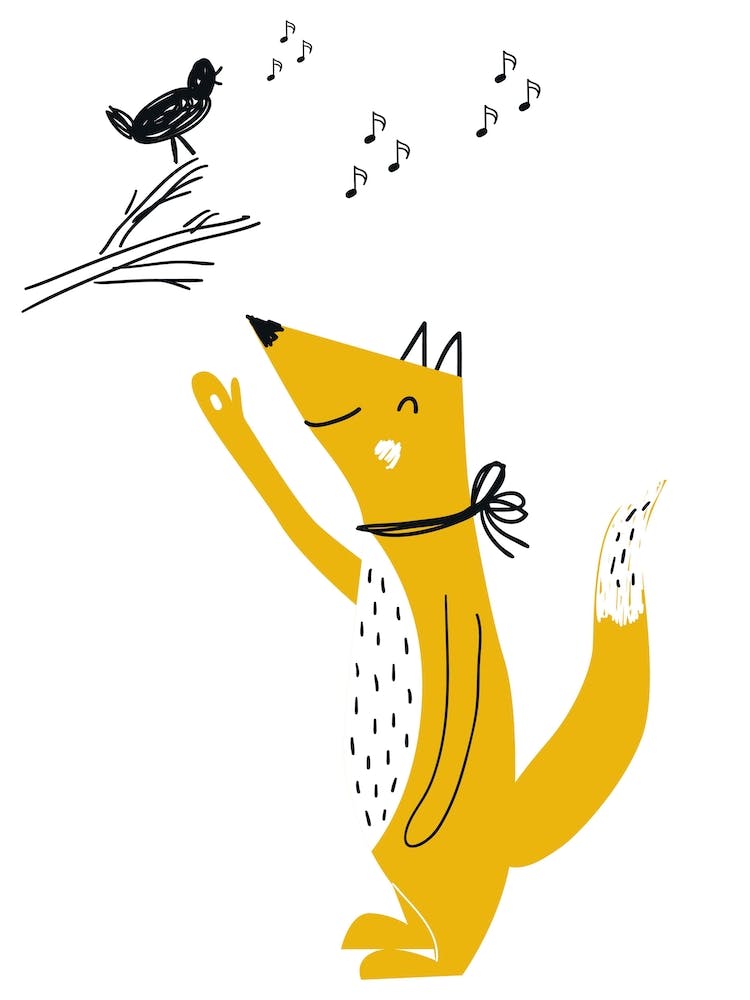 Fox And Birds Animal Pop