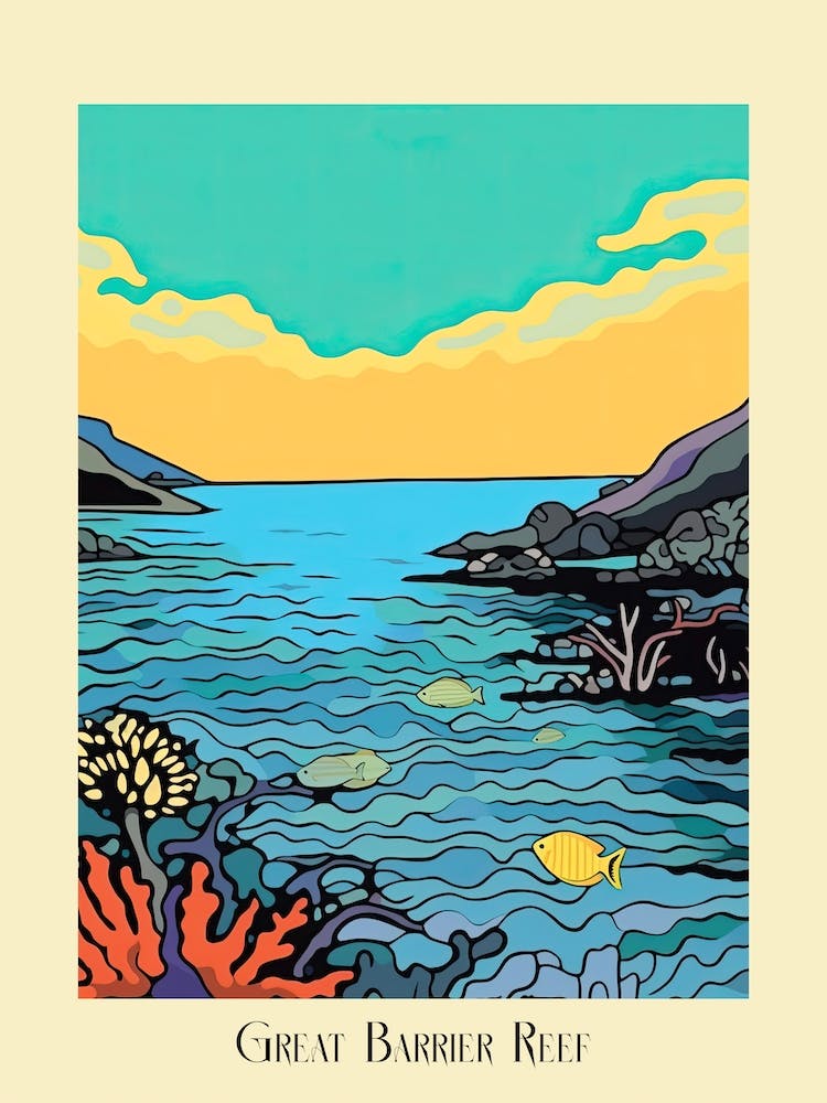 Poster Of Minimal Design Style Of Great Barrier Reef, Australia 3