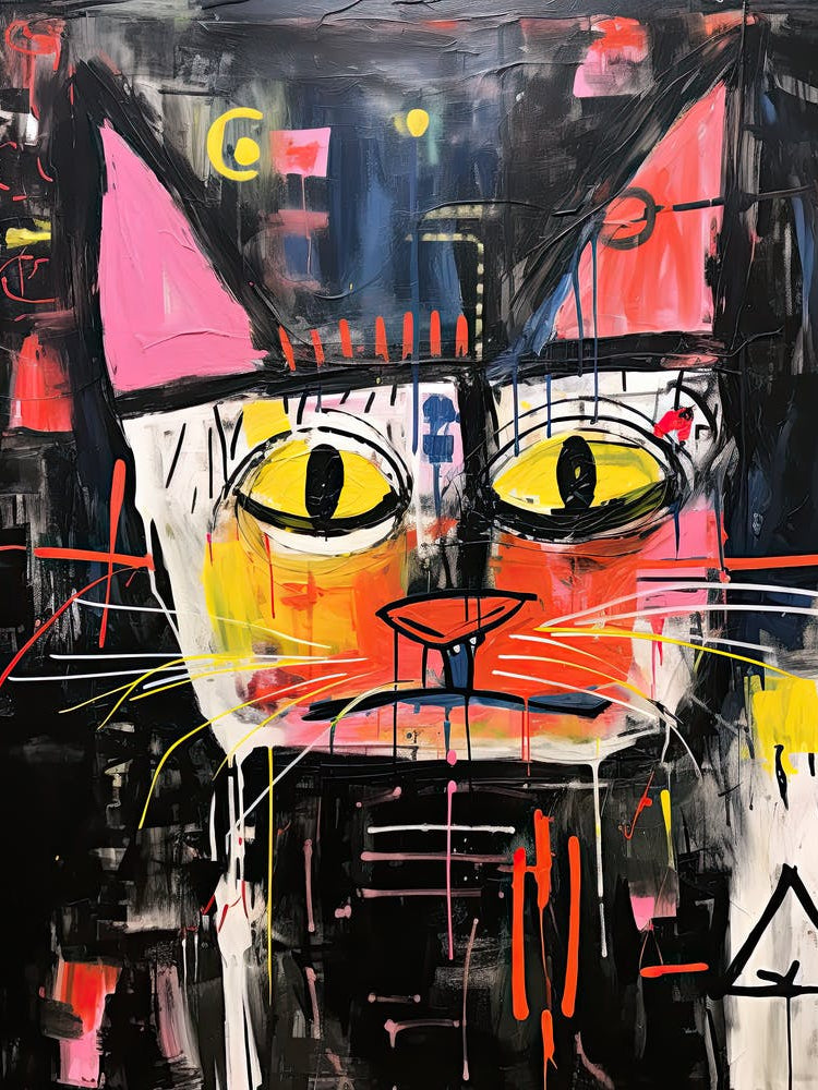 Whisker Wonderland: Basquiat's style Cat Magic