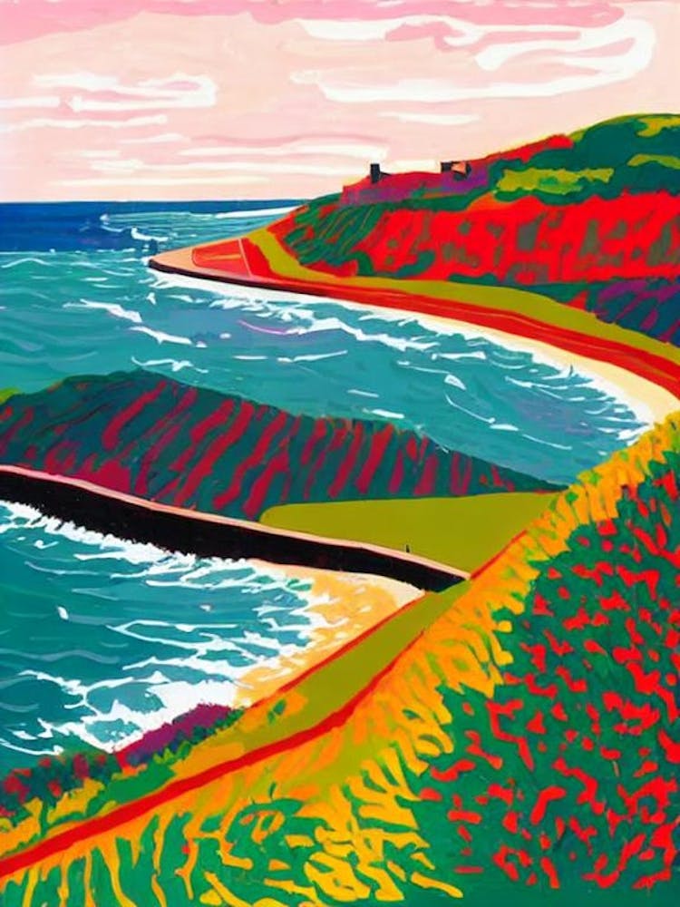 Tynemouth Longsands Beach, Tyne And Wear Hockney Style
