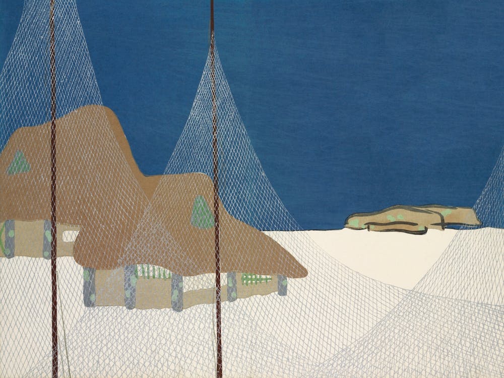 Fishing Village From Momoyogusa –Flowers Of A Hundred Generations, Kamisaka Sekka