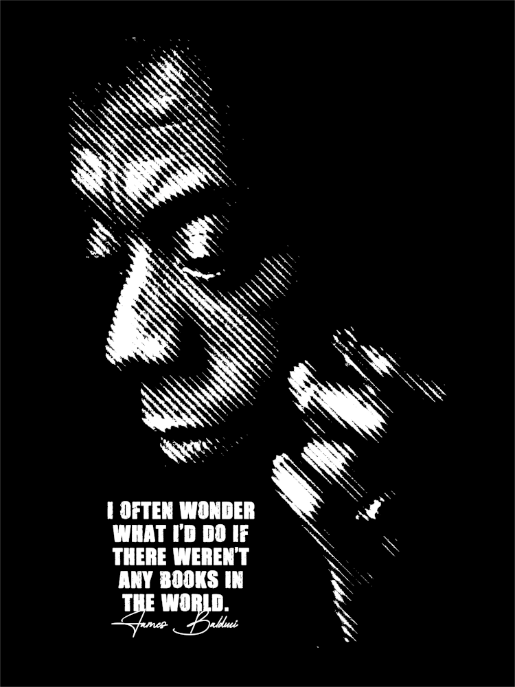 James Baldwin Activist Quote in Black White Line Art