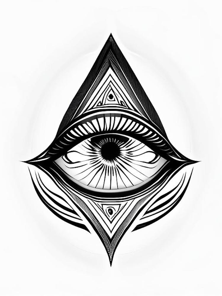 Transcendence, Symbol, Third Eye Simple Black & White Illustration 2
