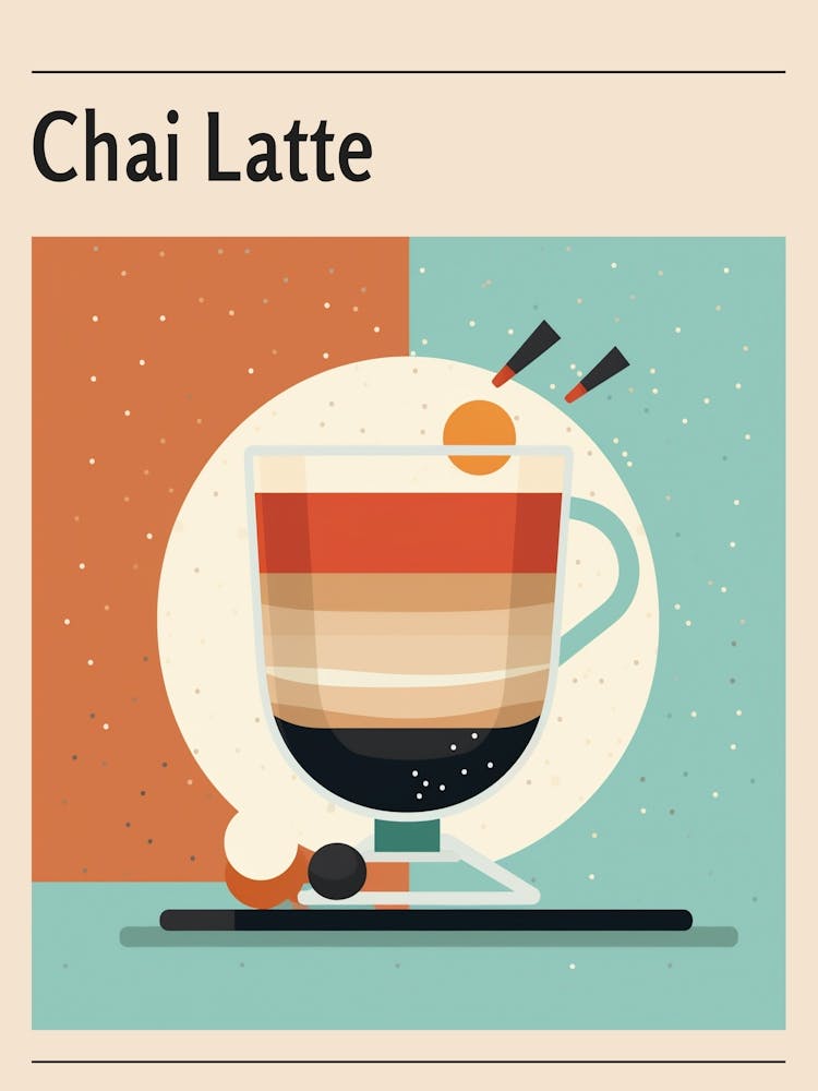Chai Latte Midcentury Modern Poster