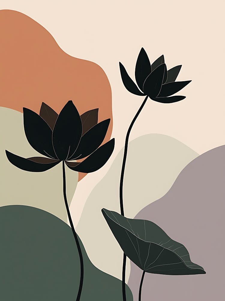 Delicate Terracotta Florals on Minimal Canvas