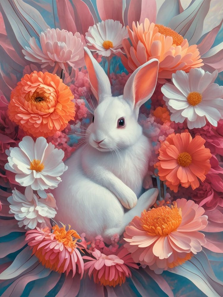 Bunny In Flowers 1