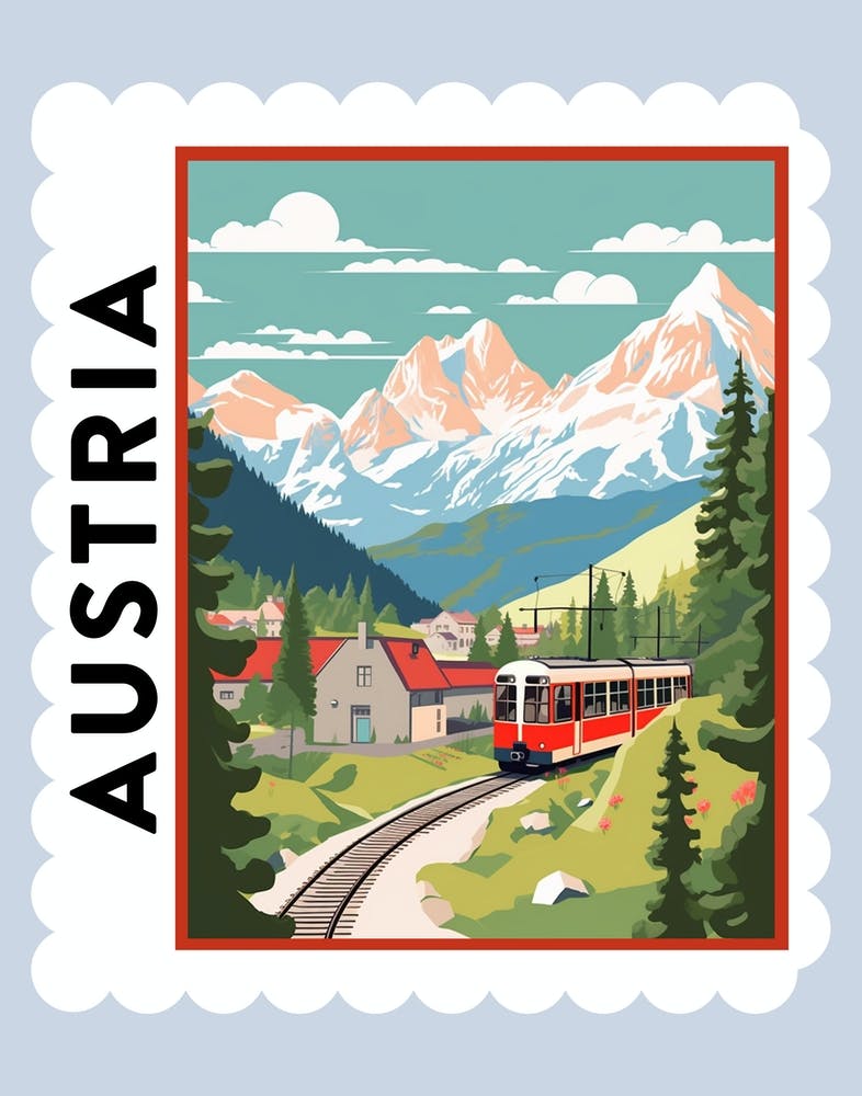 Austria 3 Travel Stamp Poster