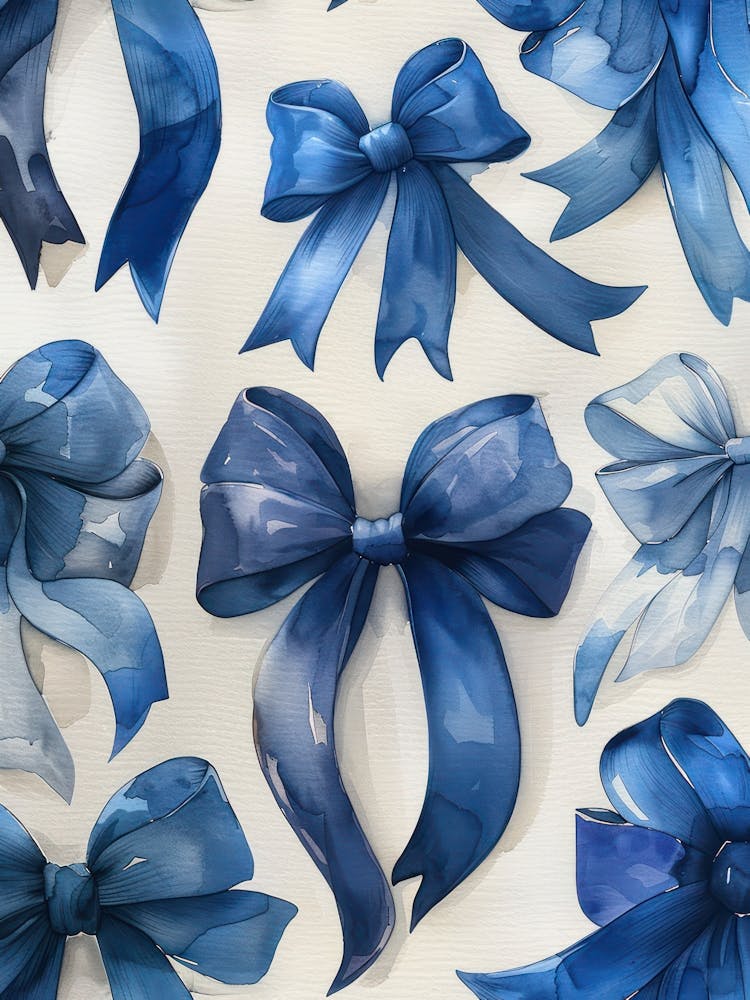 Blue Lace Bows 3 Pattern