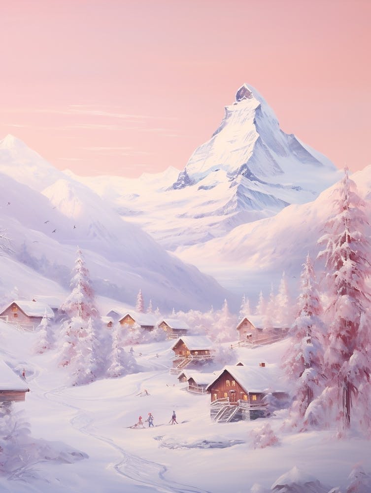 Dreamy Winter Painting Zermatt Switzerland 2