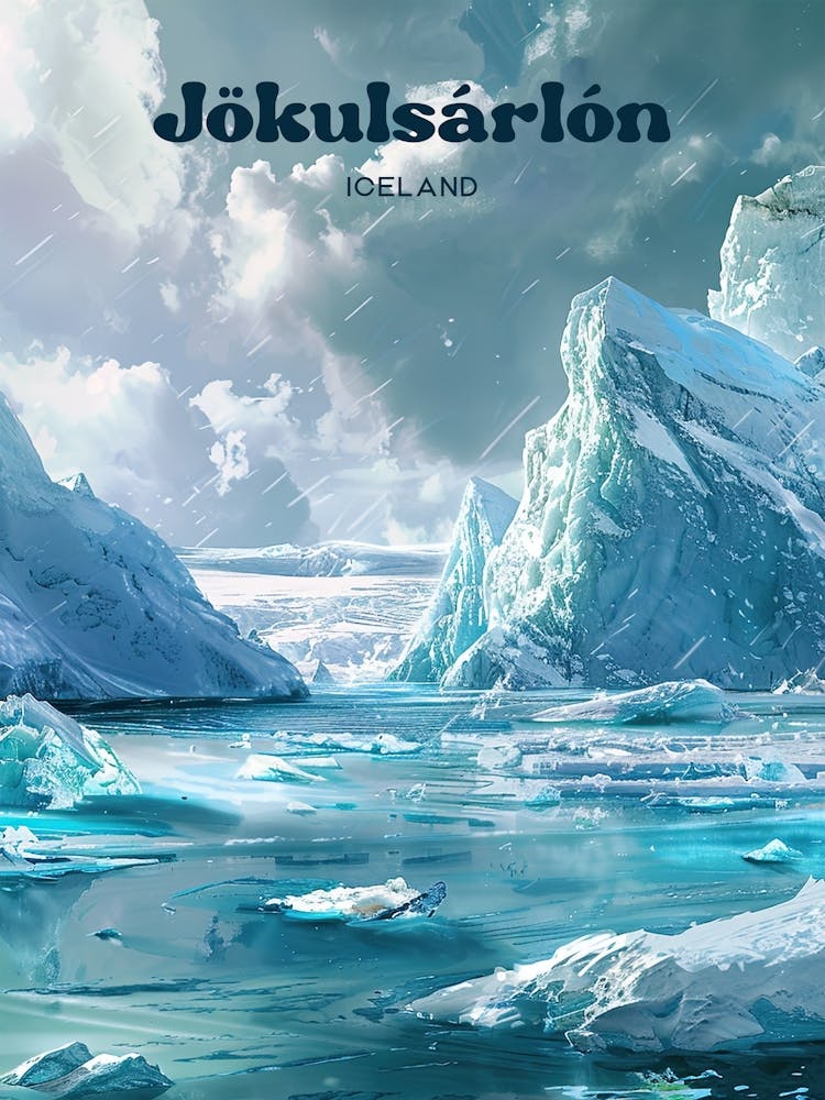 Jokulsarlon Iceland Snow Travel Art