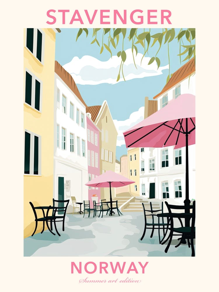 Stavenger, Norway, Flat Pastels Tones Illustration 2 Poster