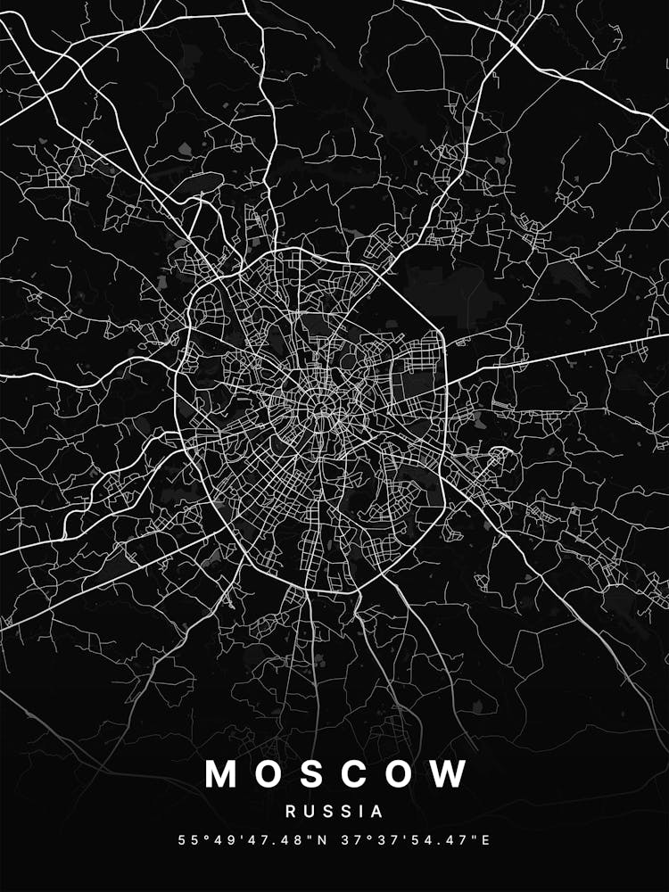 Moskau Russland Schwarze Karte