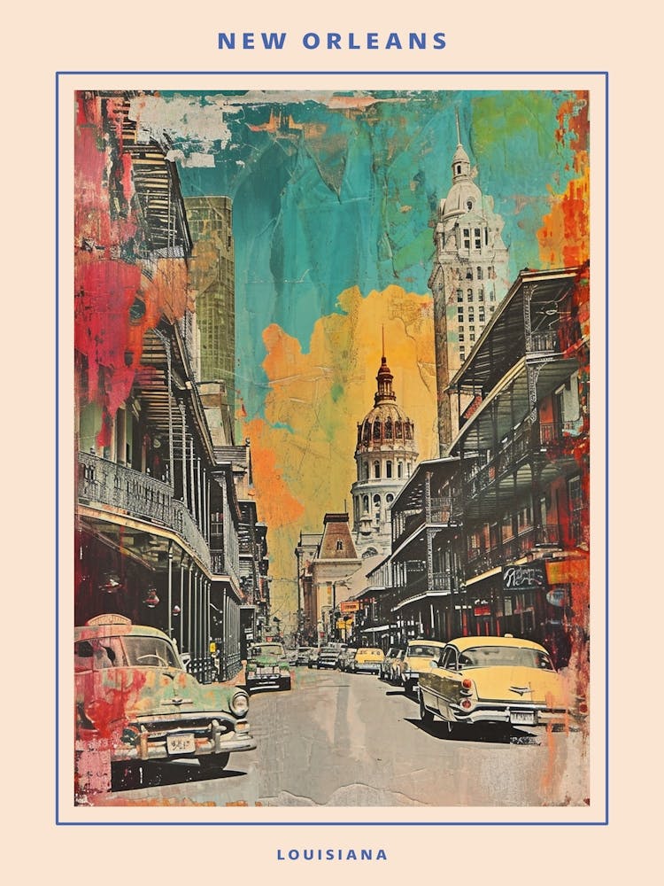 Retro New Orleans Collage Poster 2