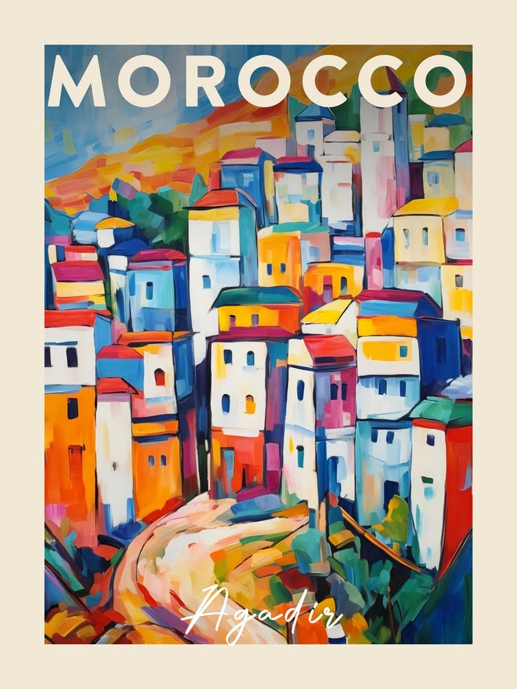 Agadir Morocco 4 Fauvist Painting  Travel Poster