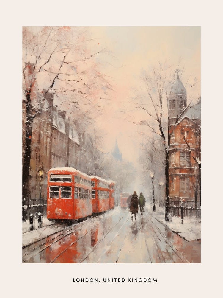 Dreamy Winter Painting Poster London United Kingdom 4