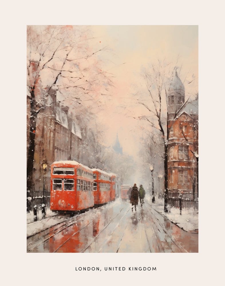 Dreamy Winter Painting Poster London United Kingdom 4